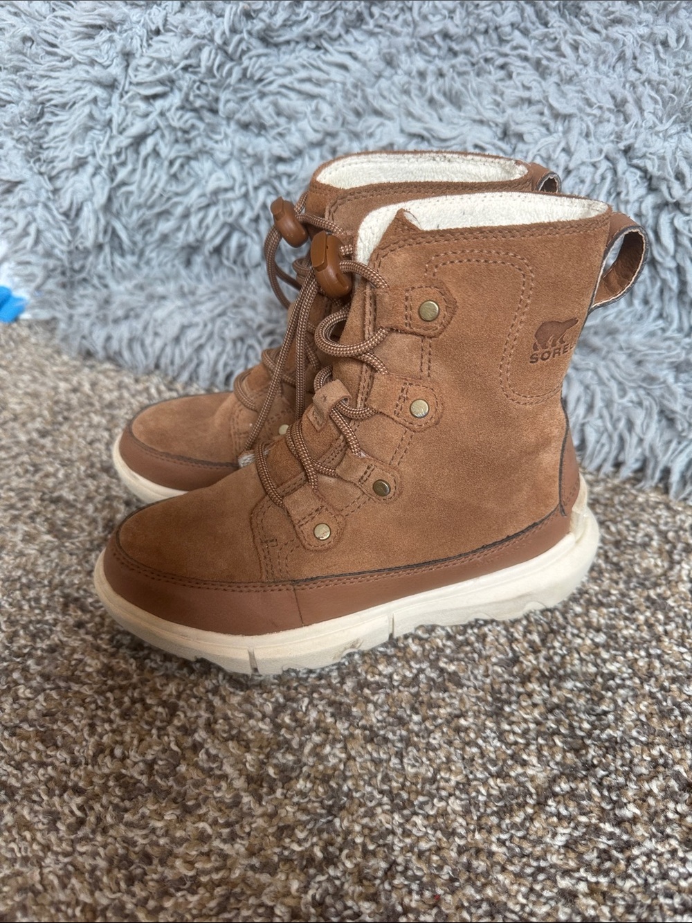 Sorel Kids Brown Suede Lace-Up Fleece-Lined Boots